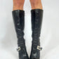 Bottes pointues à talons en metal