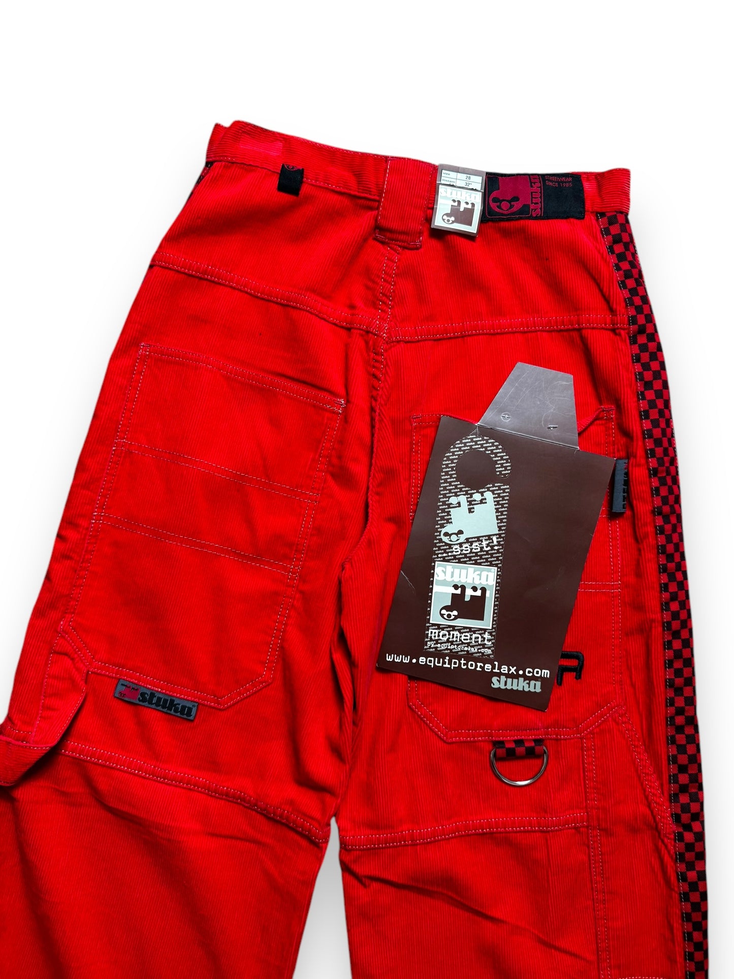 Pantalon baggy velours rouge deadstock