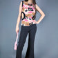 Pantalon flare noir tribal