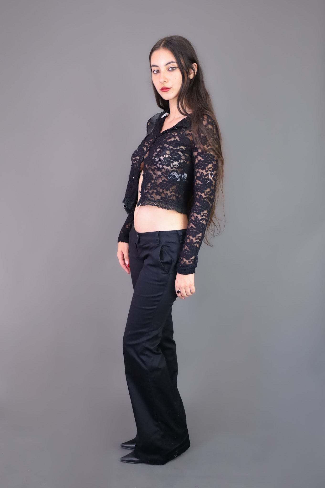 Pantalon flare noir Retro Satanas