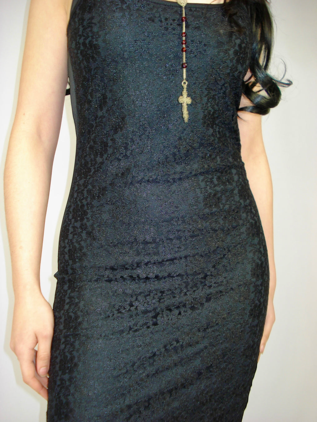 Robe longue en dentelle noire
