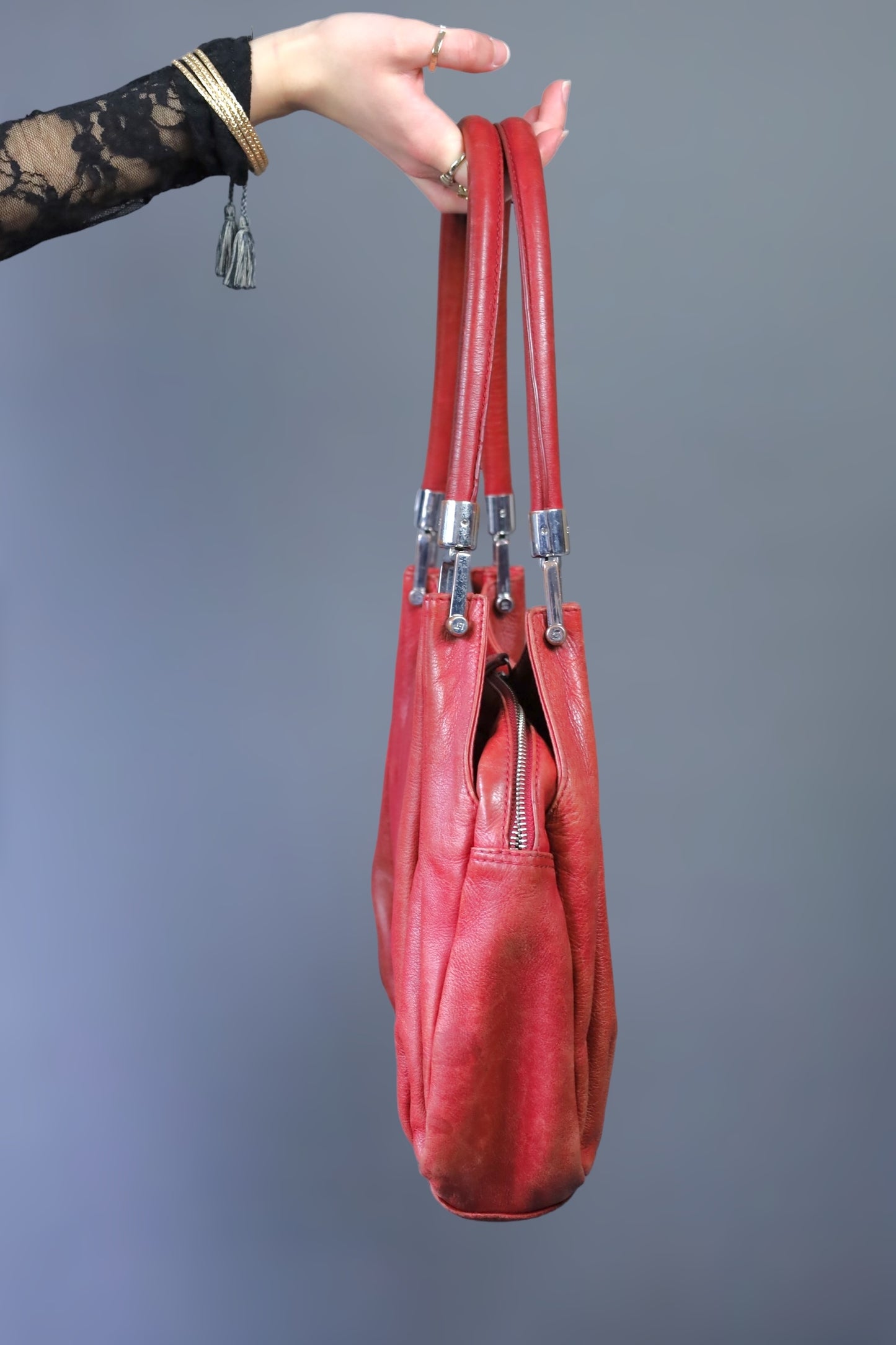 Sac en cuir rouge