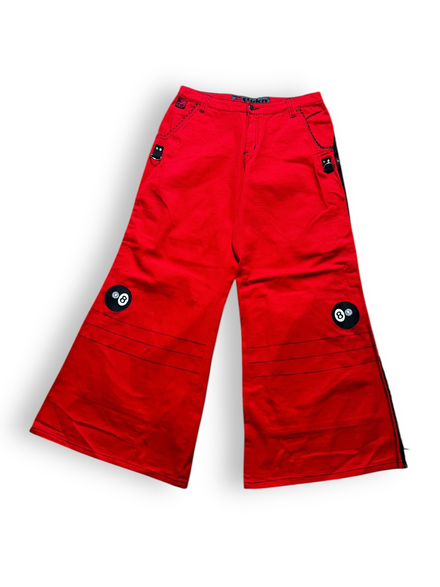 Pantalon baggy rouge à boules de billard deadstock