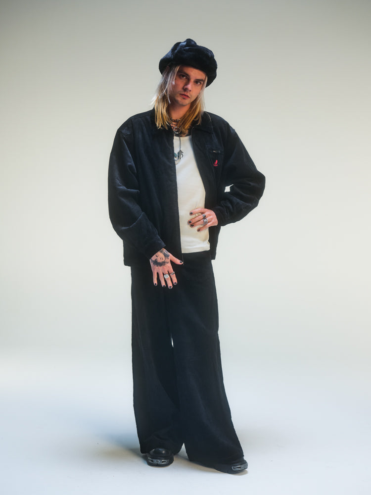 Veste oversize en velours noir deadstock