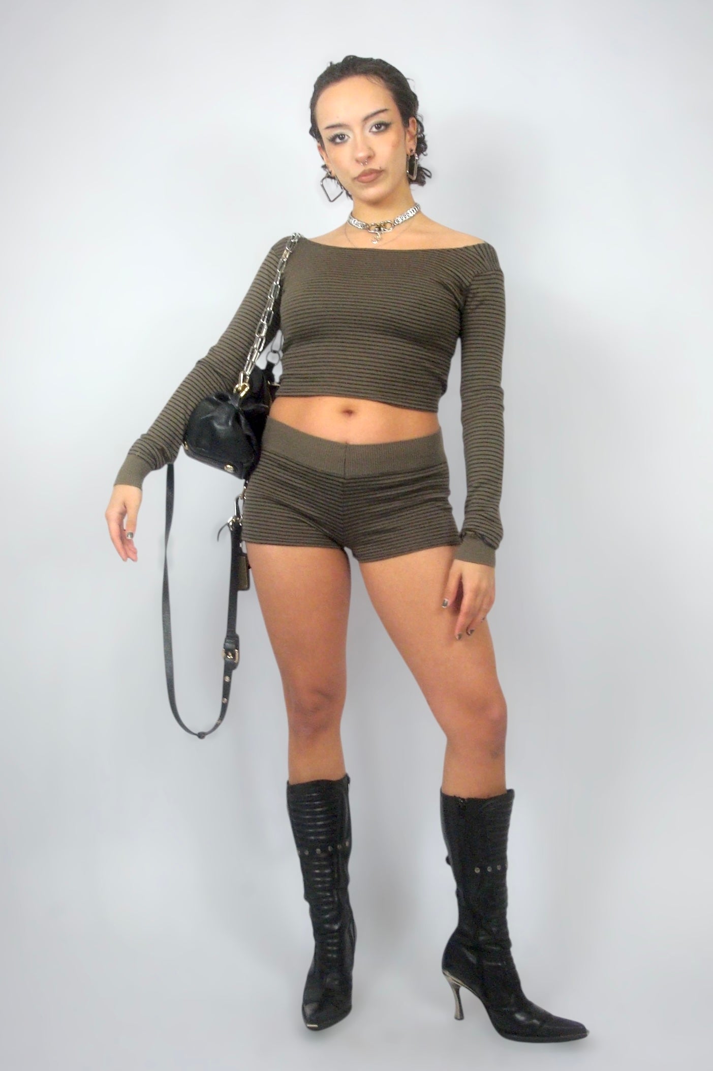 Ensemble short + top rayé