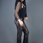 Pantalon flare en dentelle noire