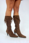 Botte à franges en daim marron