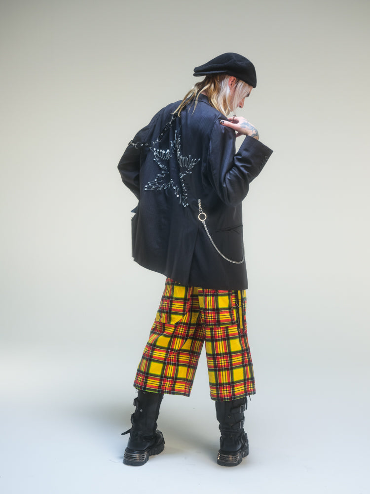 Short baggy tartan jaune deadstock