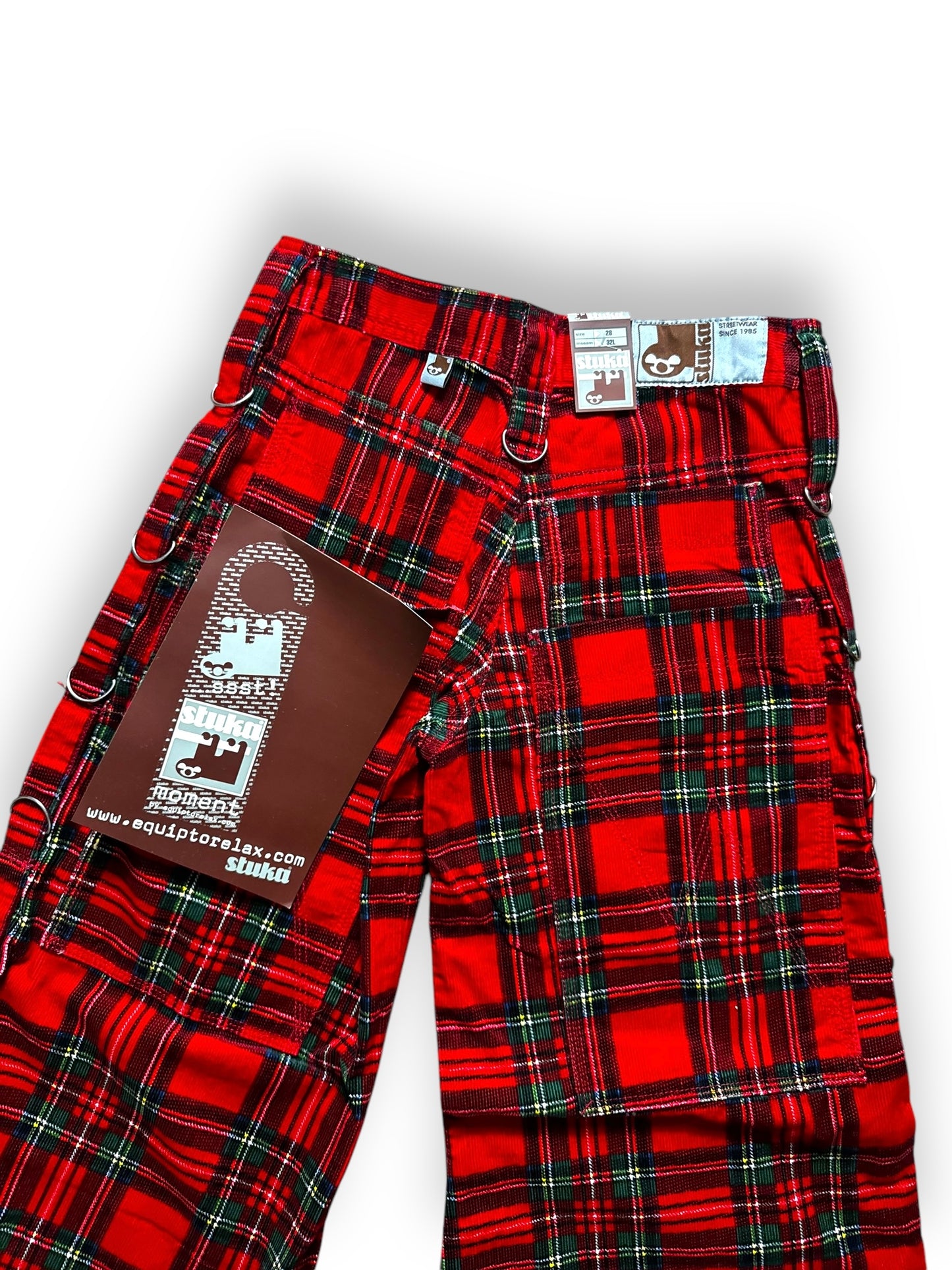 Pantalon baggy tartan rouge deadstock