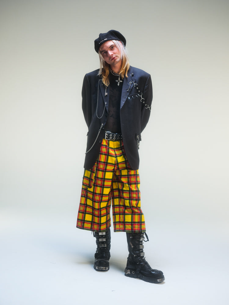 Short baggy tartan jaune deadstock