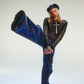 Pantalon baggy tartan bleu deadstock